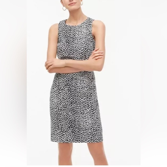 J. Crew Factory Navy & White Basketweave Oncilla Print Sheath Dress Size 8 - Picture 1 of 13